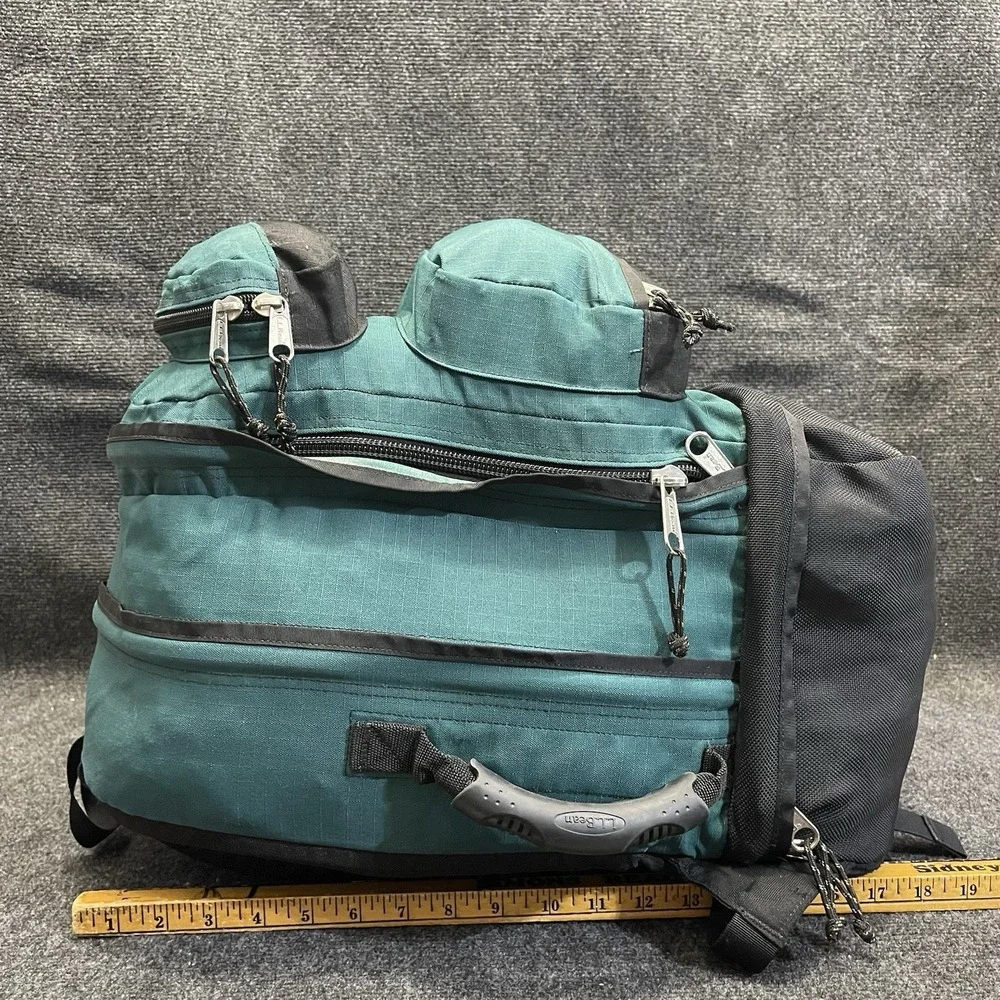 L.L. Bean ODJ86 Weekender Canvas‎ Backpack Green/BLK Vintage Hiking Travel Bag